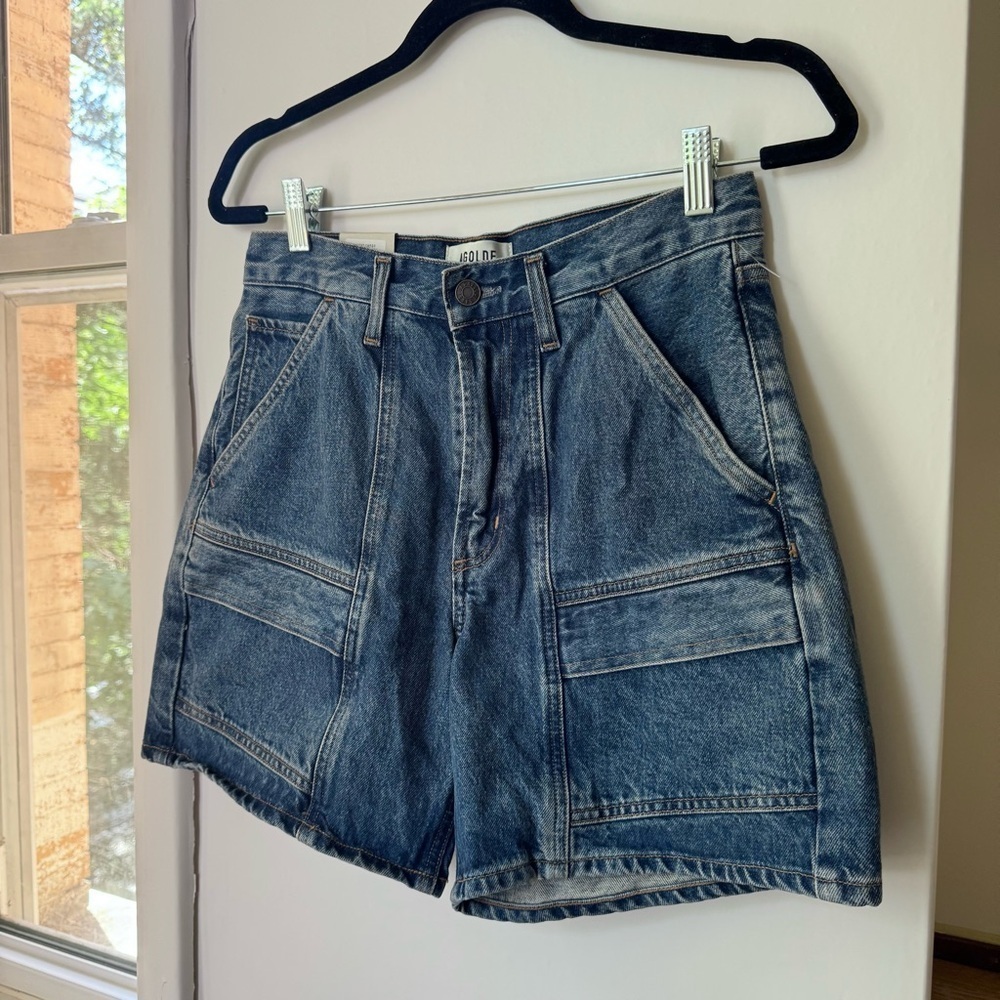 NWT AGOLDE Cooper Long Jean Shorts Blue Ambition 26 - Picture 7 of 11